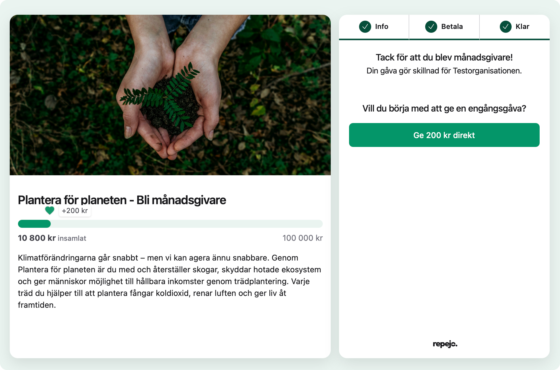 Insamlingsmål framsteg