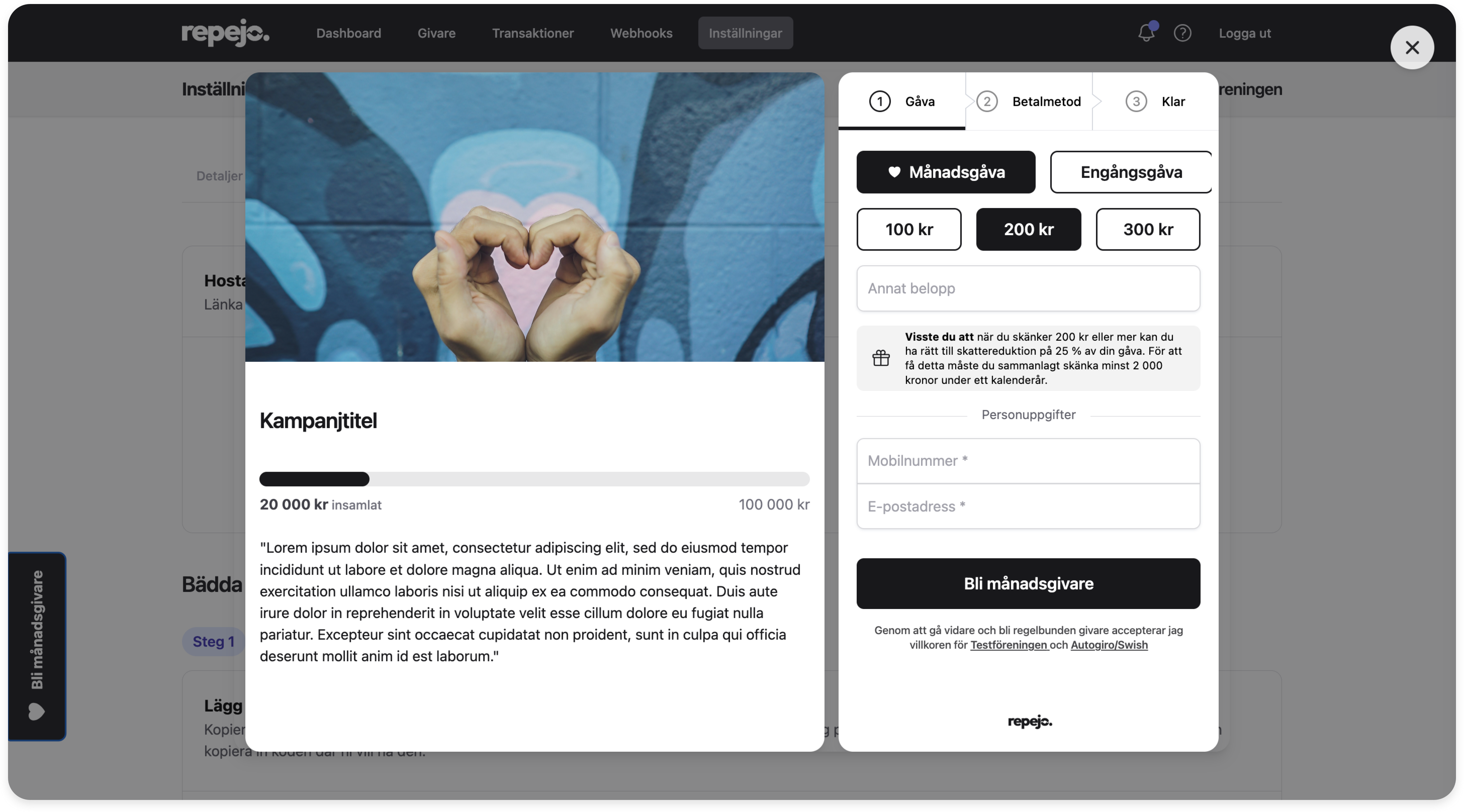 Sticky checkout med kampanjinnehåll